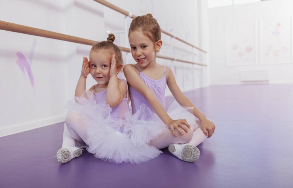Kids at a ballet class at a dance studio